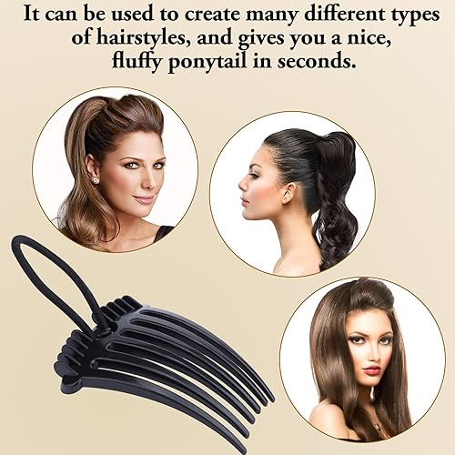 Miniatura 5 de Peine bandette con banda elástica, 6 piezas de accesorios para el cabello para peinados fáciles y elegantes, cola de caballo Bump it Up volumen