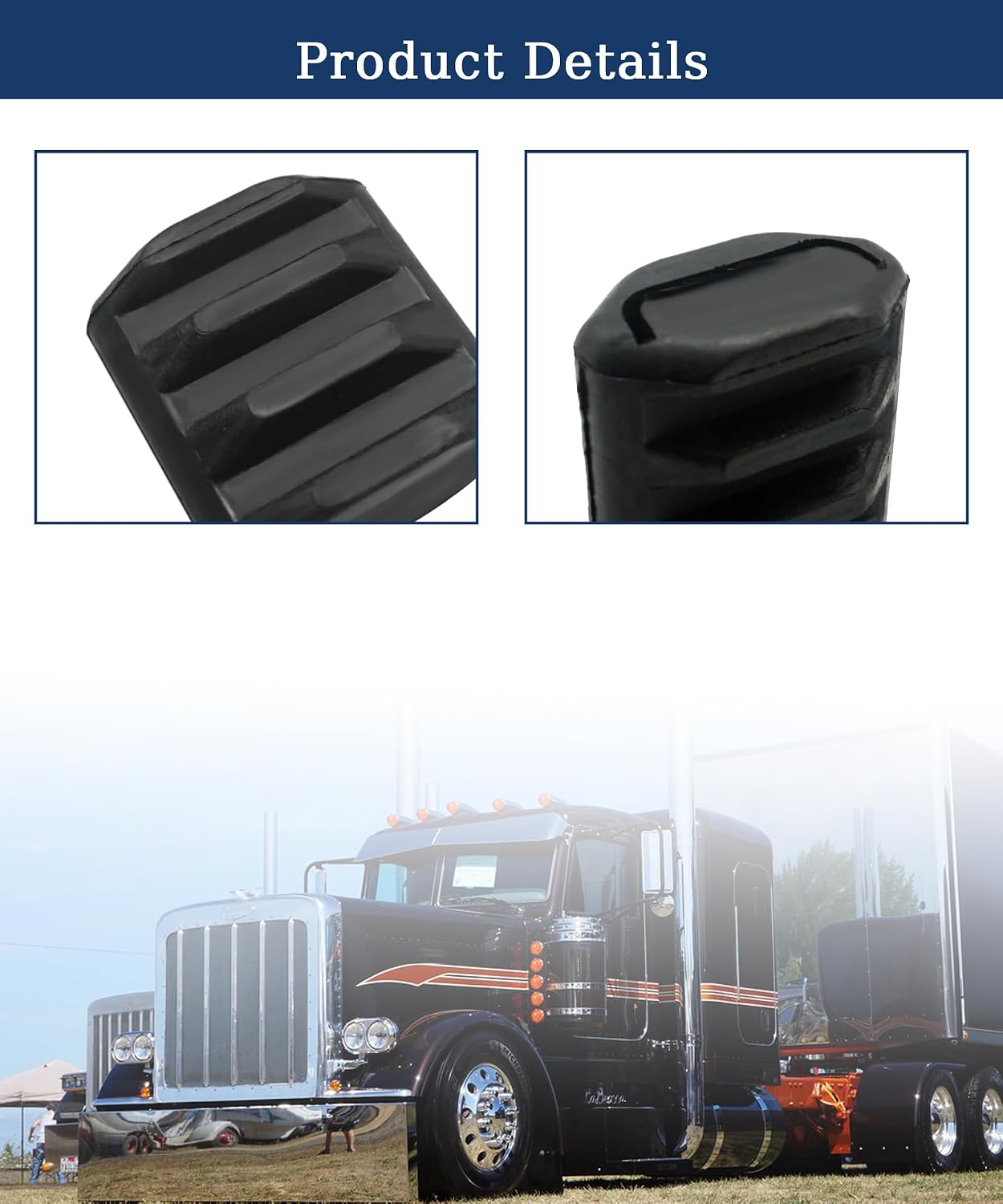 2Pcs Engine Hood Guide Fits for Peterbilt 388 389 Trucks,Upper Cover Guide Bracket Rubber Bushing,Universal for Left and Right