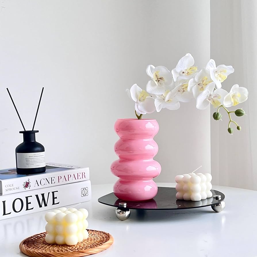 工芸品 Flower base marble color Amazon.com: BLOFLO Colored Glass Hydroponic Flower Vase, 7