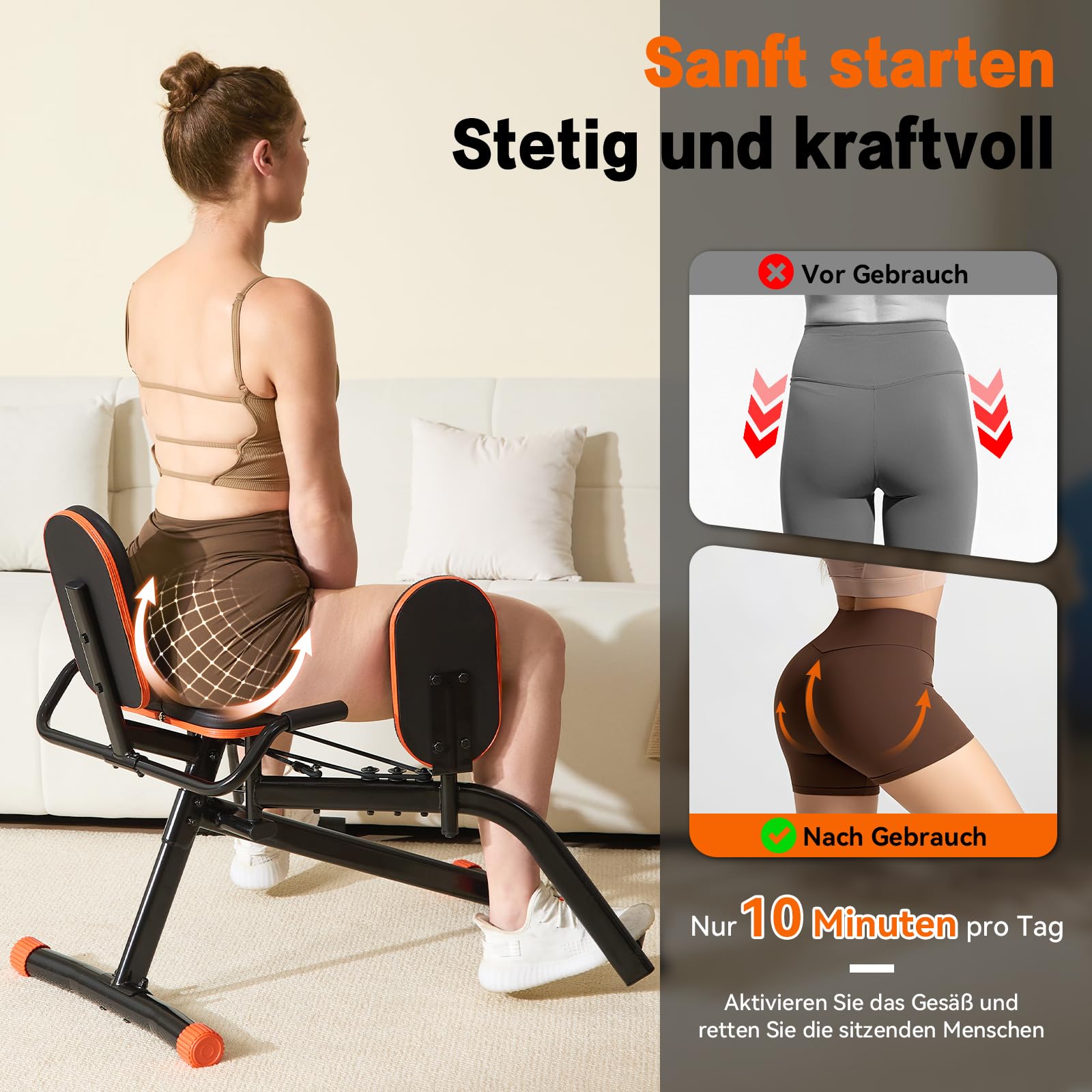 HXD-ERGO 6 Widerstandsstufen Hip Abductor Machine für Zuhause, Glute Machine Spagattrainer, Bequem Beinspreizer, Innenschenkel Trainer für