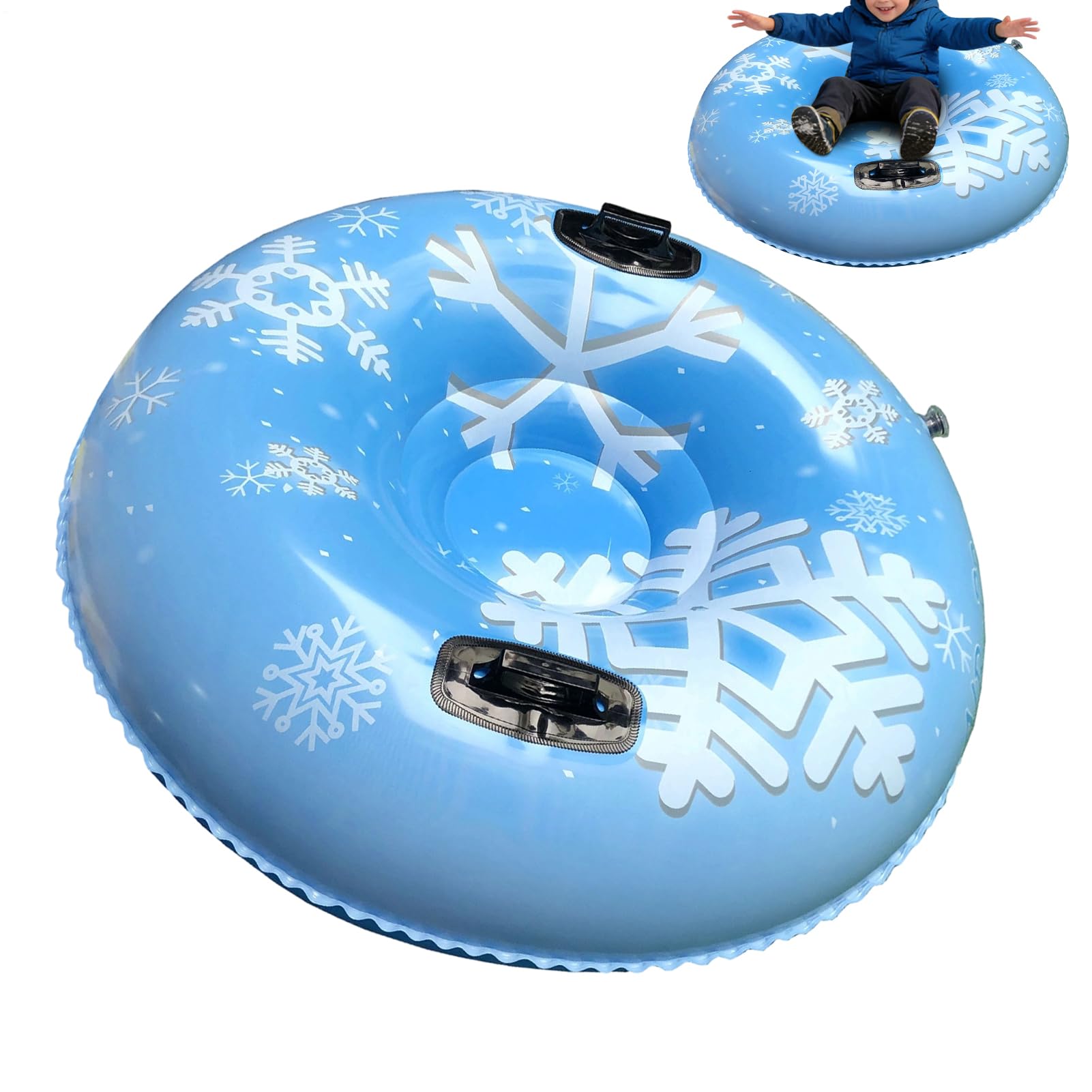 Tubo da neve gonfiabile – Slitta invernale blu scuro con manici | Tubo d'acqua da sci in PVC | Snow Rider leggero e durevole | Regalo di compleanno per adulti | Accessorio sportivo