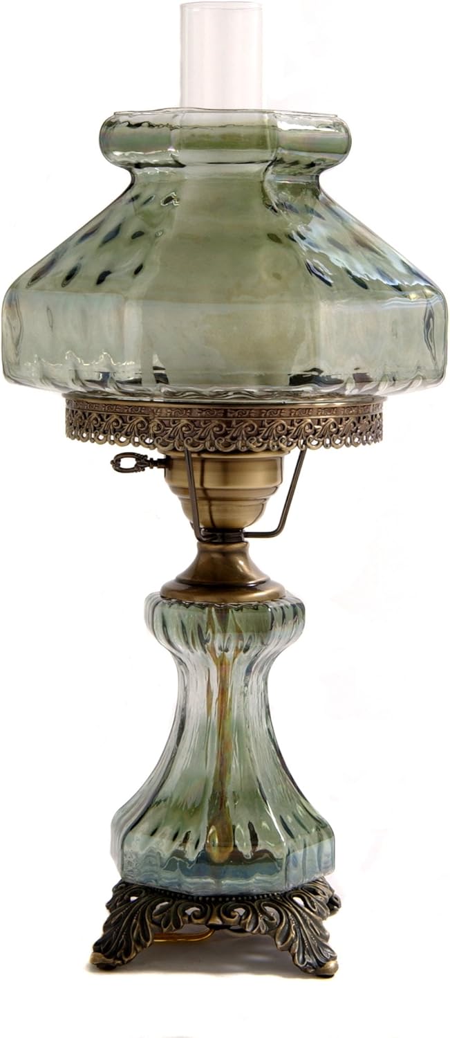 Large Green Rhombus Night Light Hurricane Table Lamp Antique