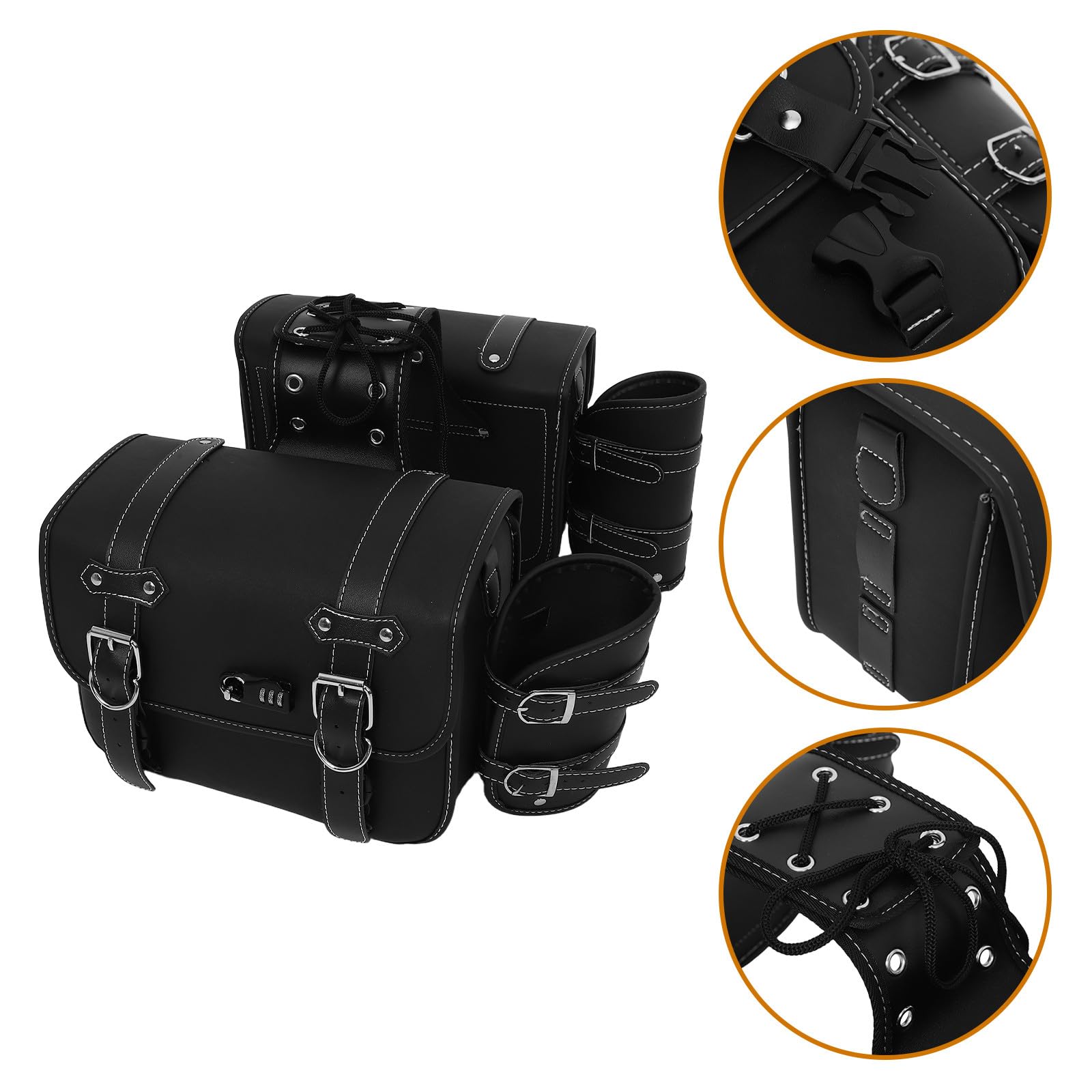 Alasum 1 Paar Motorrad Seitentaschen aus PVC Leder mit Oxford Tuchboden Praktische Motorradtasche zum Einfachen Anbringen für Vielseitige Nutzung