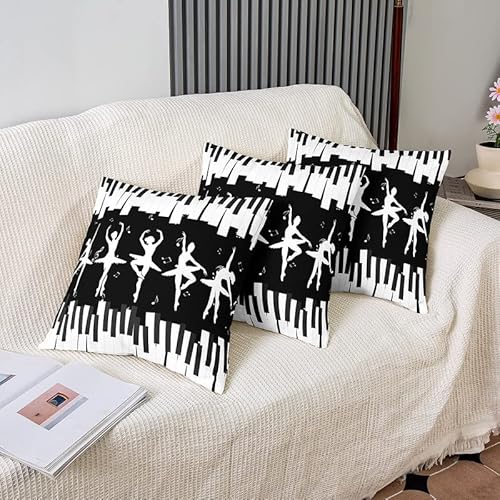 Feelyou Dancer Throw Pillow Covers 18"X18" Set Of 2 Soft Dance Mucical Note Cushion Covers For For Couch Sofa Dancing Ballerinas Decor Girly Gym Sports Pillowcases Outdoor Pillows Covers #TOP3