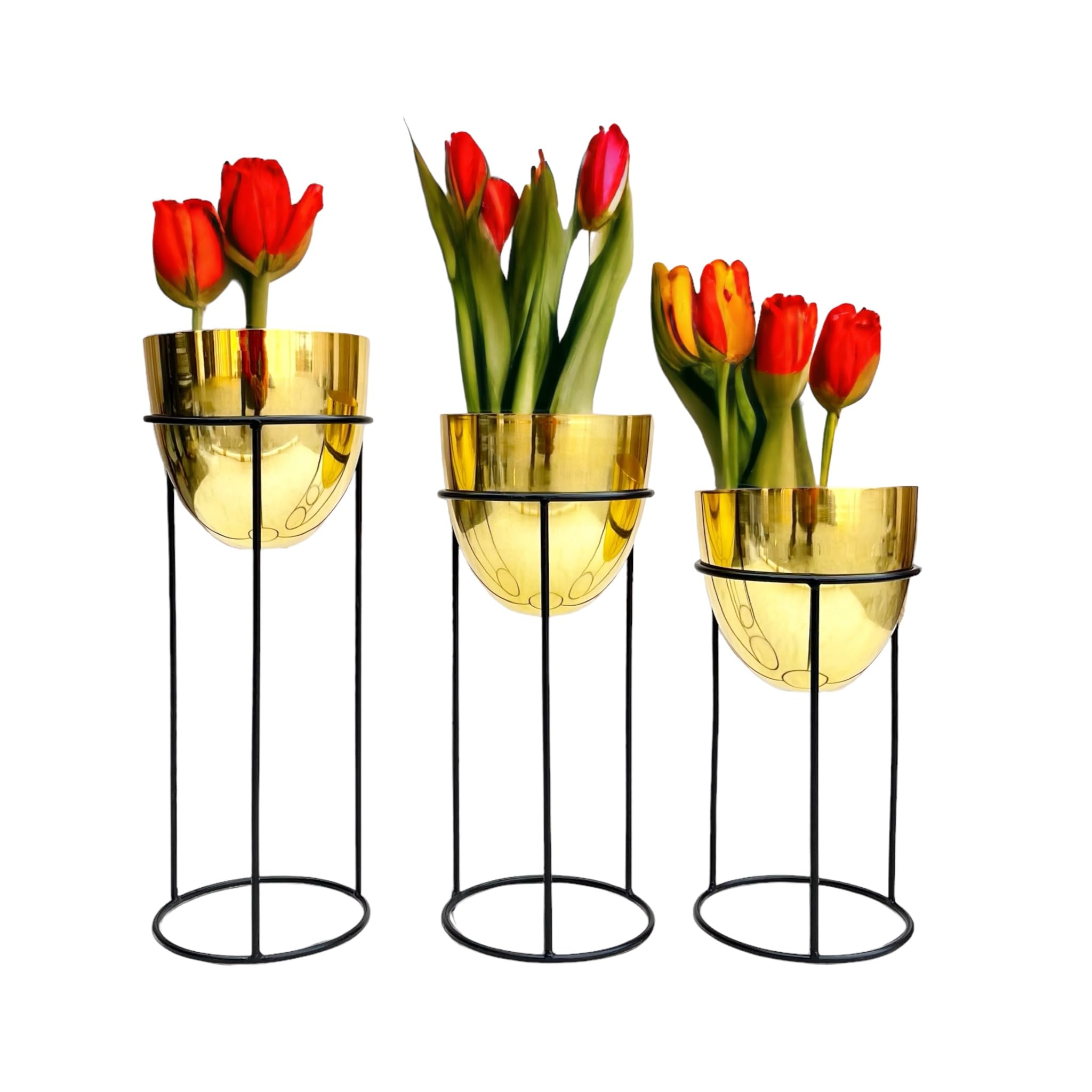 AMC DECORATIVES Metal Iron Planters Outdoor & Indoor, Metal Farmhouse Decor for Living Room, Garden, Porch & Balcony, Pots with Stand, Front Door Decorative Set of 3 (Gold Plated) (B0CL6X5TY7) Amazon Price History, Amazon Price Tracker