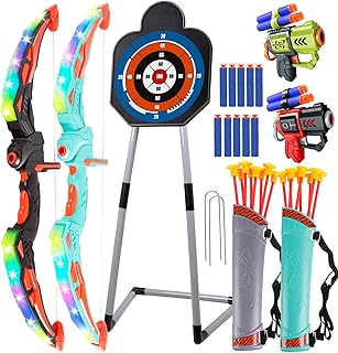 Verdantree Archery Set with LED Lights, 2 Pieces Light Up Archery Kids Toy Indoor Outdoor Toy for Children Aged 4-12 Years