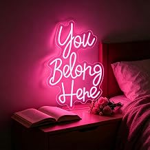 You Belong Here Neon Signs for Wall Decor Neon Light Dimmable USB Powered LED Light Up Signs for Classroom Office Dorm Motivational Company Organize Groups 15.7”X9.8”
