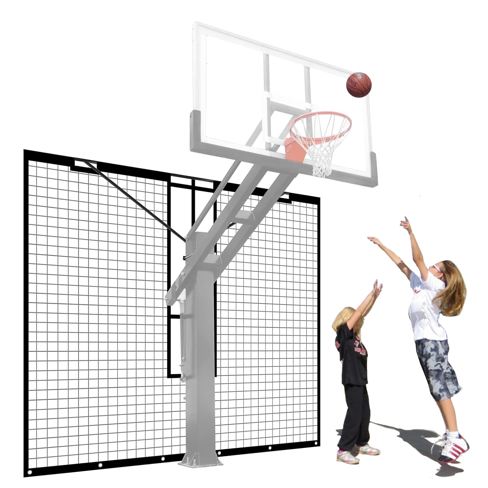 Heavy Duty Basketball Return Net 12FT X 10FT, UV-Resistant Yard Guard Backstop Nets Basketball Return & Defensive Net System, Ball Net Catcher for