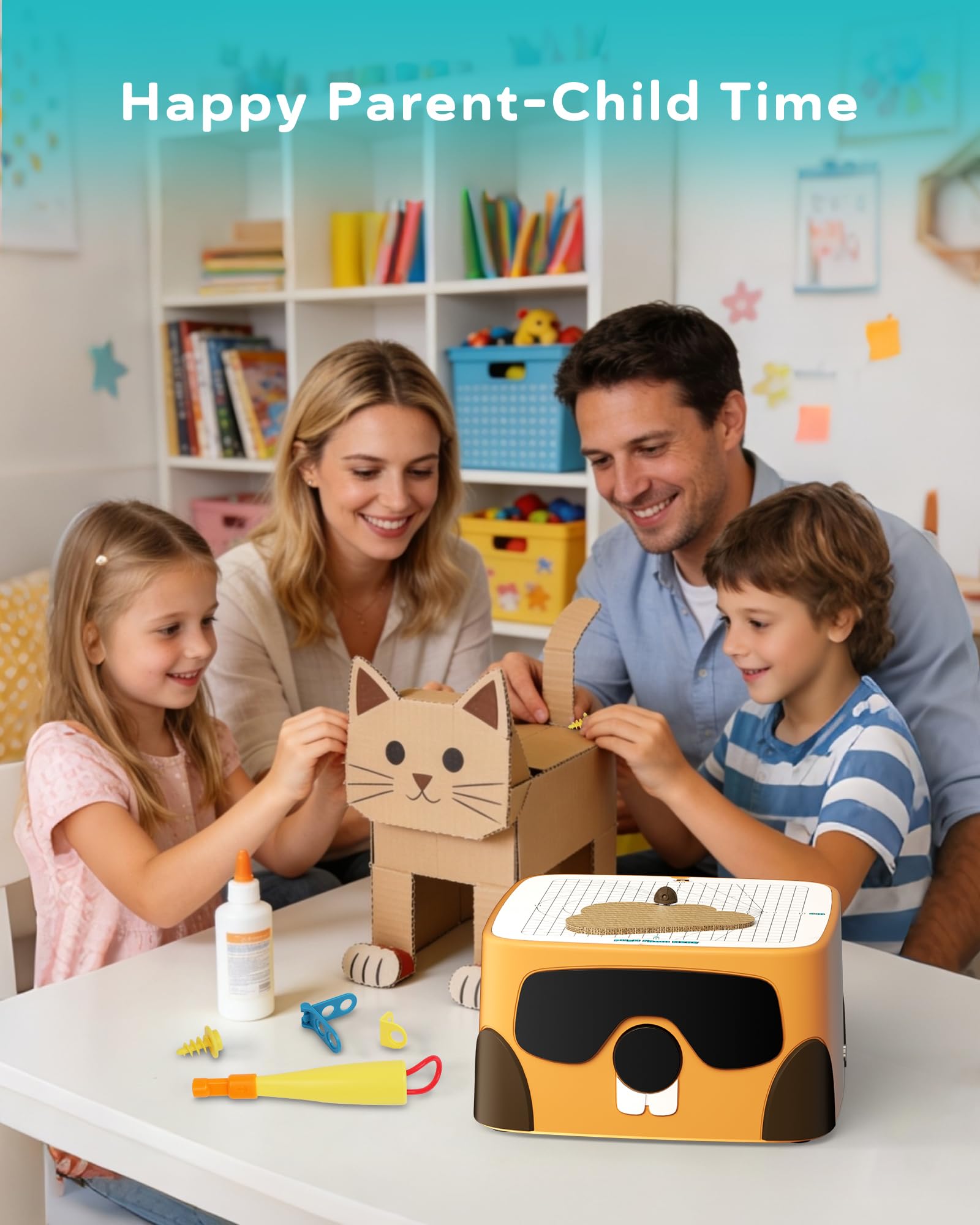 Karton-Baukasten mit Werkzeugen für Kinder 107PCS– 3D Bastelset mit Sicherheitsringen – Kreatives STEM Spielzeug ab 3 Jahren