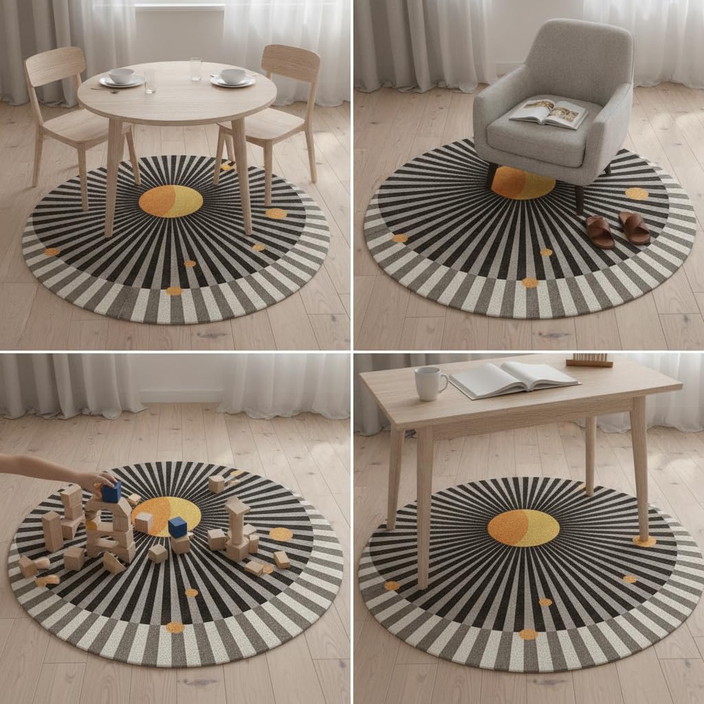 Tappeto Rotondo Nordico Geometrico