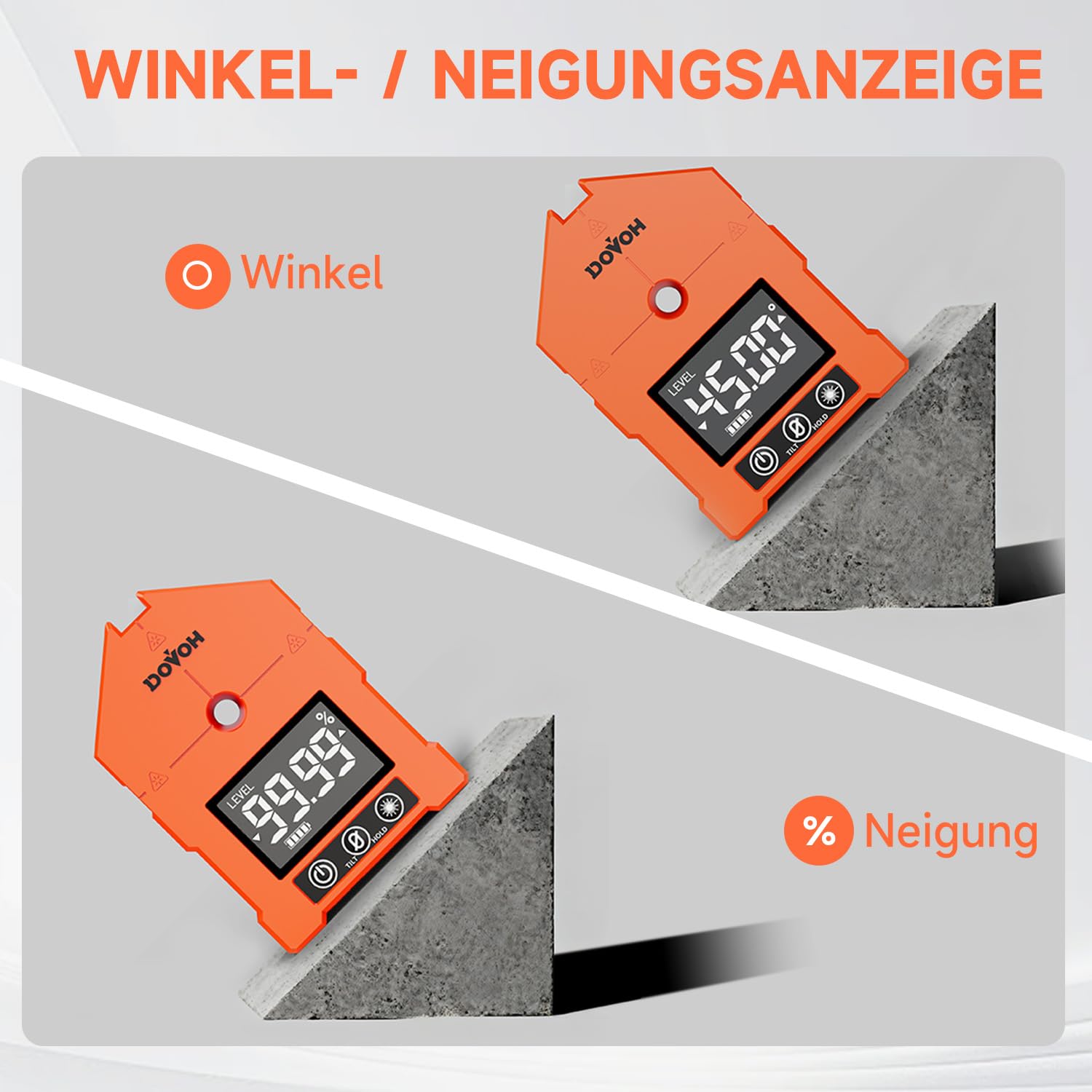 DOVOH 3-in-1 Digitaler Winkelmesser mit Laser WG-3L