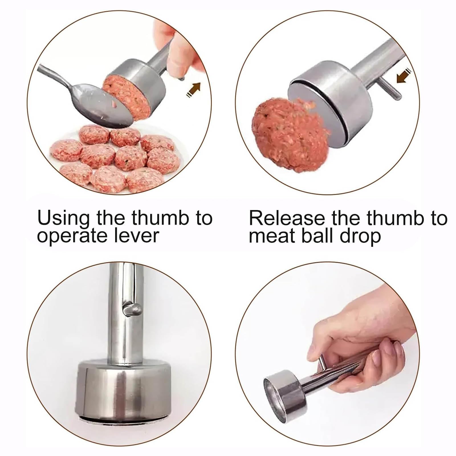 Falafel Portionierer, Paletta Professionale per Falafel, Paletta per Falafel da 4 cm, in Acciaio Inox,Spessa Falafel Maker Scoop, Acciaio Inox Paletta per Falafel per Fare Falafel/Polpette