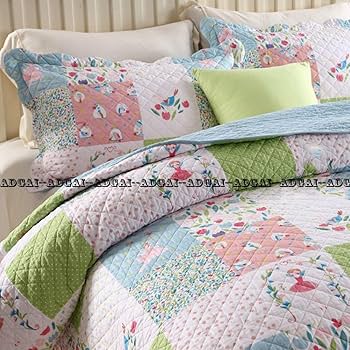 ＊新品＊枕＆ベッドカバーセット　綿100％ 可愛いパッチワーク風　キングサイズ 新品＊枕＆ベッドカバーセット 綿100％ 可愛いパッチワーク風