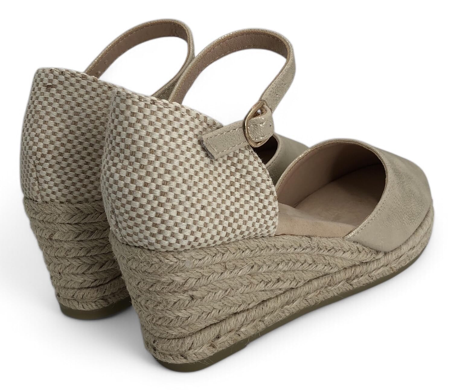 Sandalia Valenciana Mujer - Alpargata Valenciana Cuero Sintético y Cuña de Yute - Sandalia Cierre Hebilla y Puntera Reforzada – Cómodas y Elegantes para Todos los Días