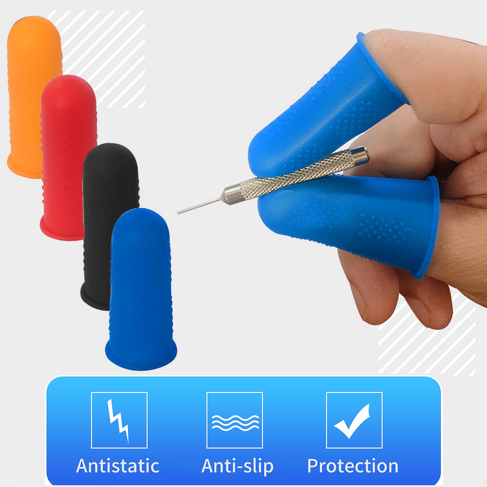 Protège Doigts en Silicone Lot de 15, 4 Tailles XS/S/M/L pour Couture Colle Chaude Cire Résine