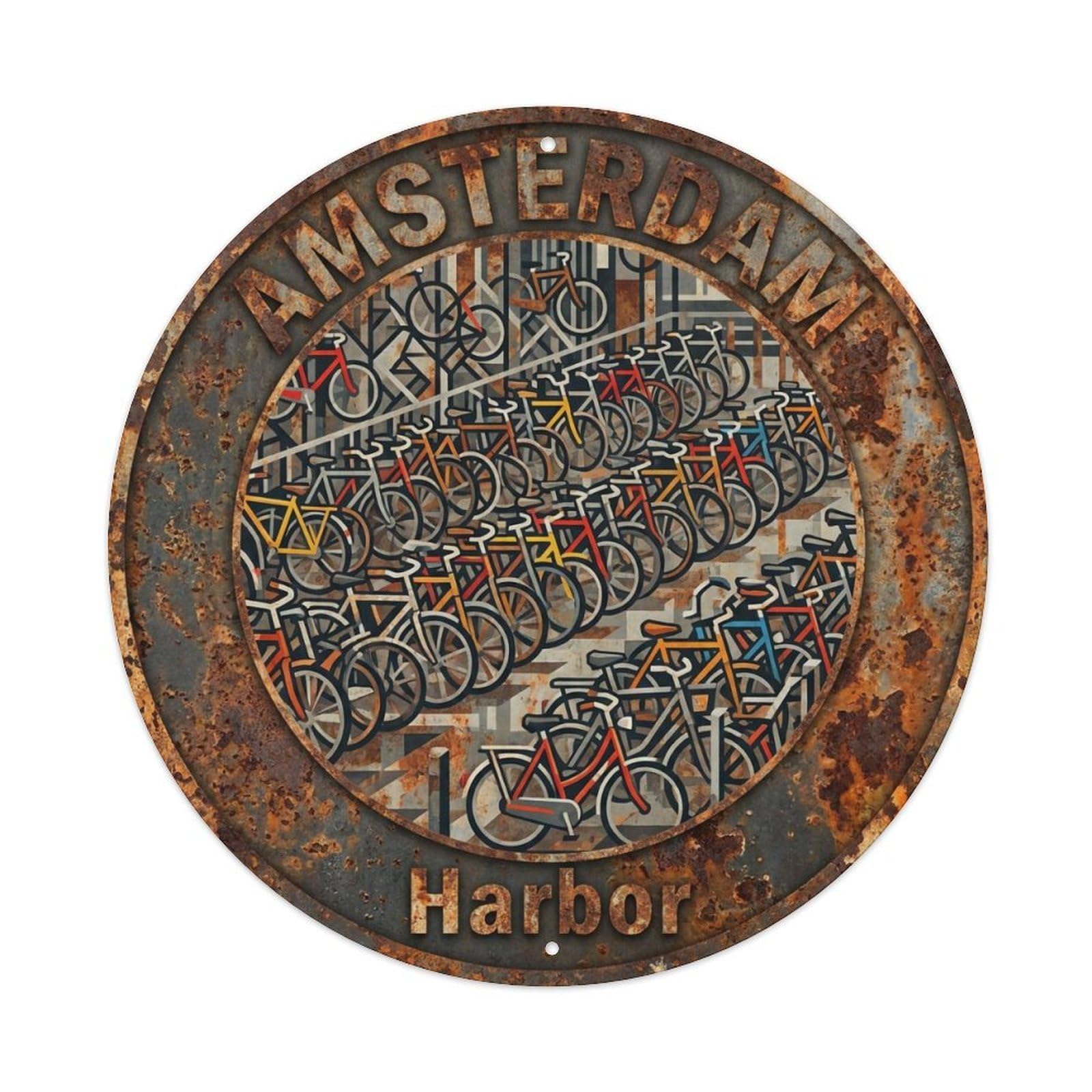 Vintage Travel Amsterdam Netherlands Bicycle Metal Tin Sign