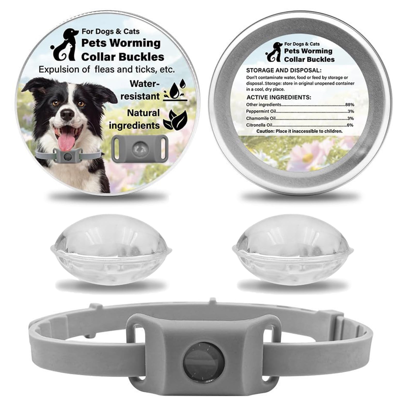 Aquality Pets Collier Antiparasitaire, Collier Anti Puces pour Chien, Réglable Naturel Pendentif Répulsif aux Huiles Essentielles avec 2 Capsules Remplaçables (Noir) - 5