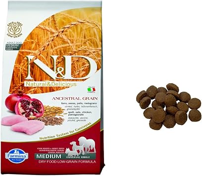 Farmina Natural And Delicious Ancestral Low-Grain Formula Dry Dog Food, 5.5-Pound, Chicken