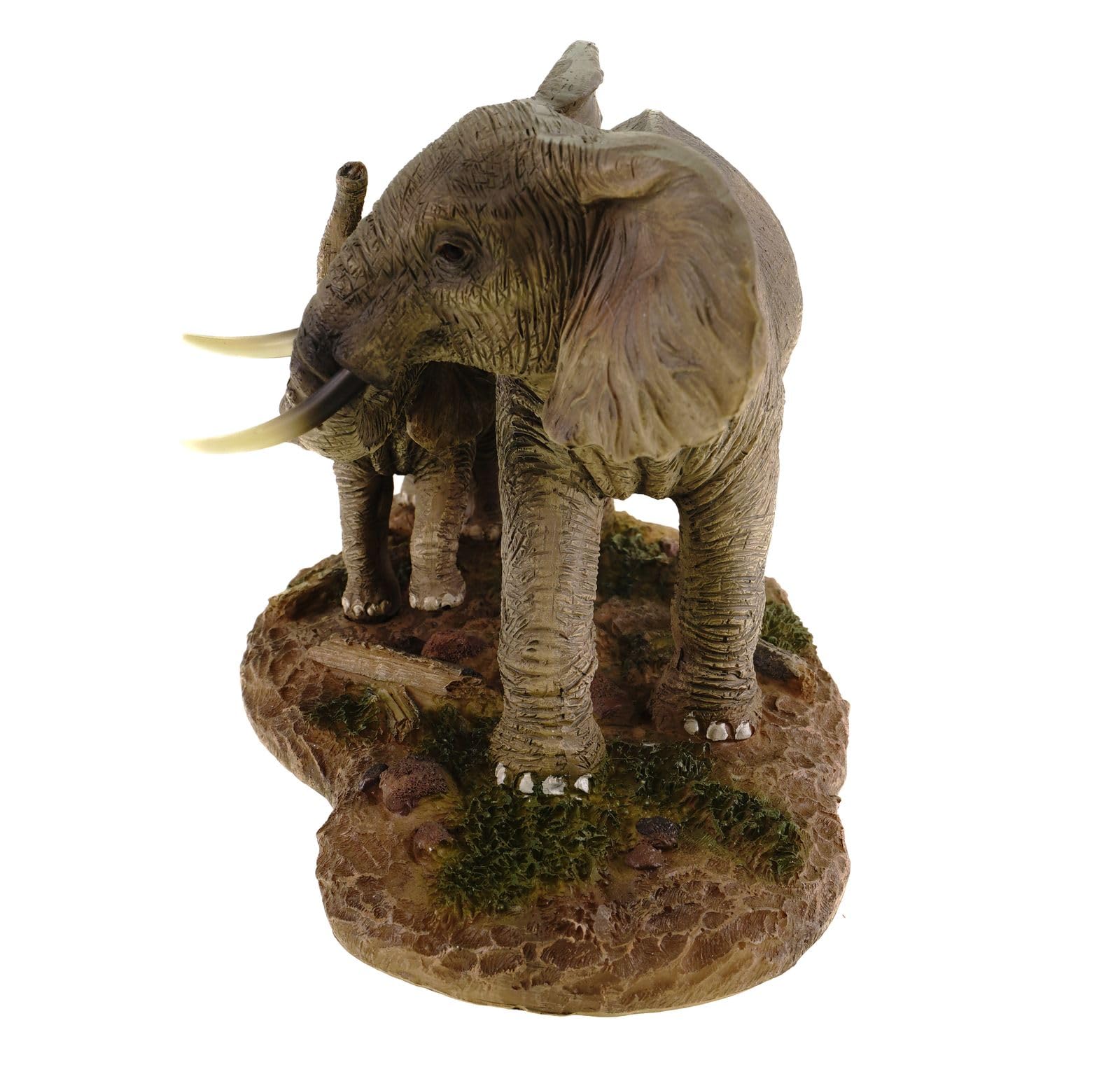 Kremers Schatzkiste Figura decorativa de elefante mamá con niño 16 cm para escena africana de pie