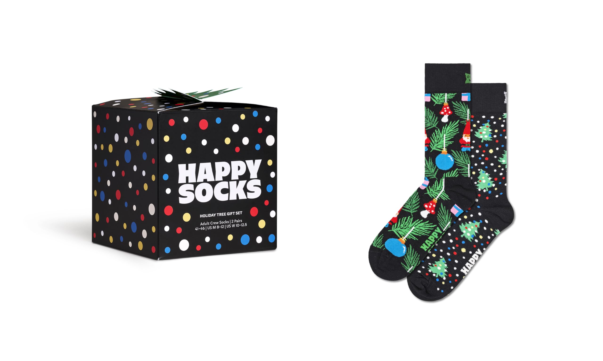 Happy Socks Men's Multicoloured 2-Pack Holiday Tree Gift Set, 42-46 Uk