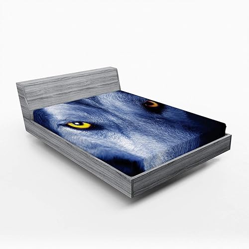 Miniatura 5 de Ambesonne Sábana bajera ajustable para campamento, diseño de guitarra y brújula de aventura con estampado de dibujos animados de bosque, funda de