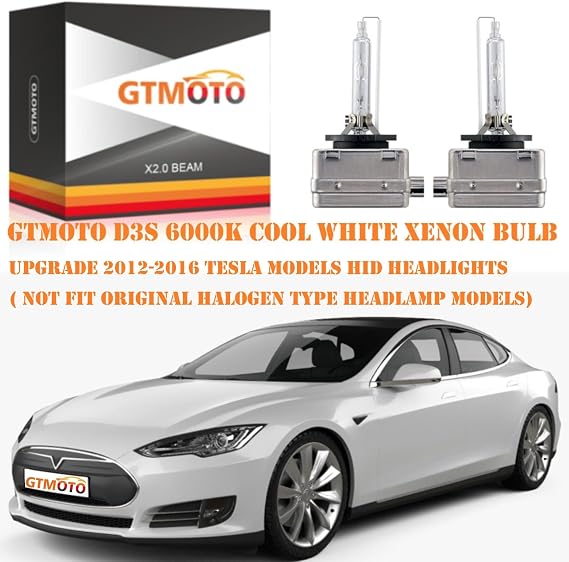for 2012 2013 2014 2015 2016 Tesla Model S Headlights D3S Xenon HID Bulbs, 6000K Cool Bright White D3SC1 Replacement 35W OEM Bi-Xenon Projector Lights, 2 Pack