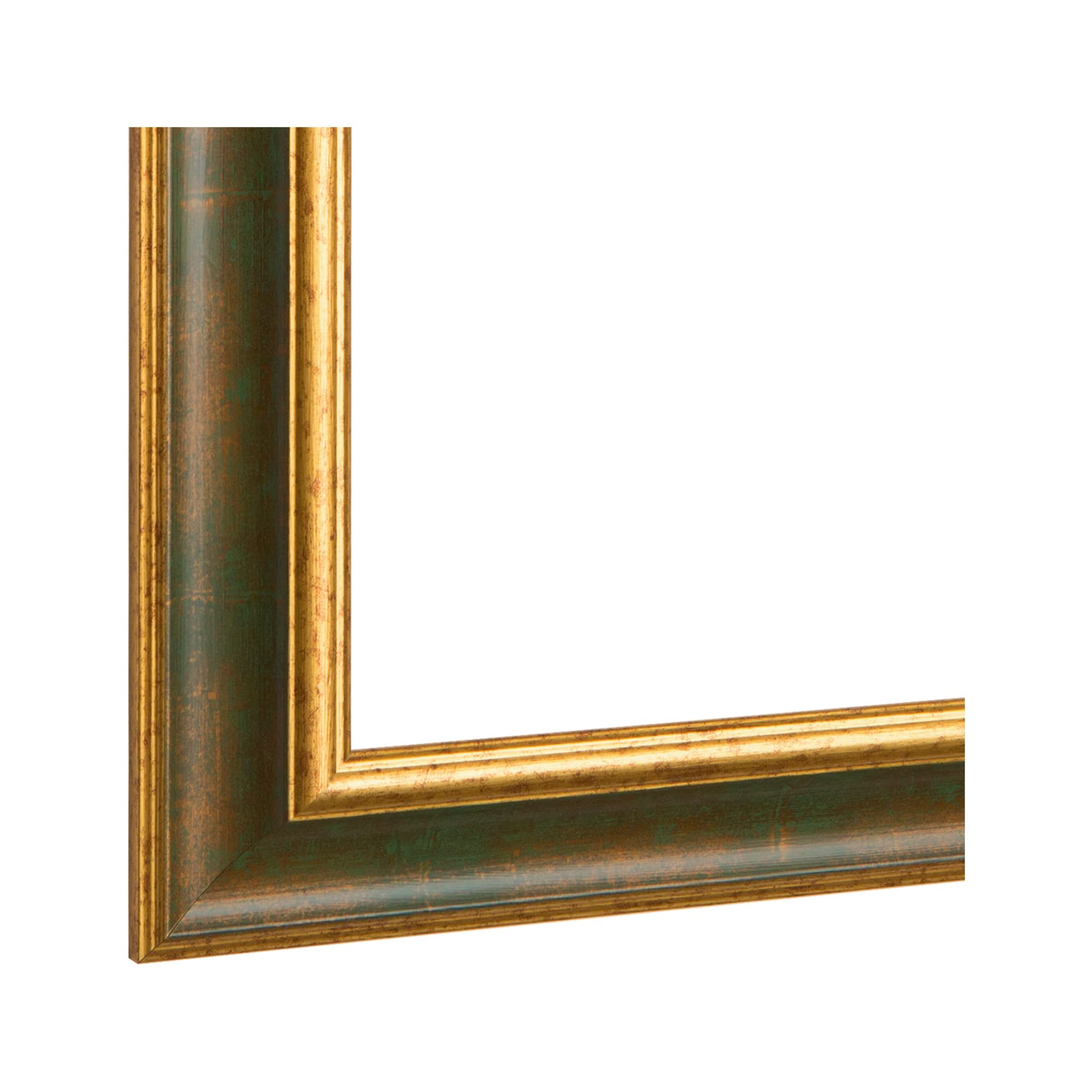FRAMO N°48 Barock Bilderrahmen 50x70 aus Massivholz | Dunkelbraun Gold | Retro Vintage Antik Holzrahmen inkl. bruchsicherer Anti-Reflex Kunstglasscheibe und Metall Aufhängern