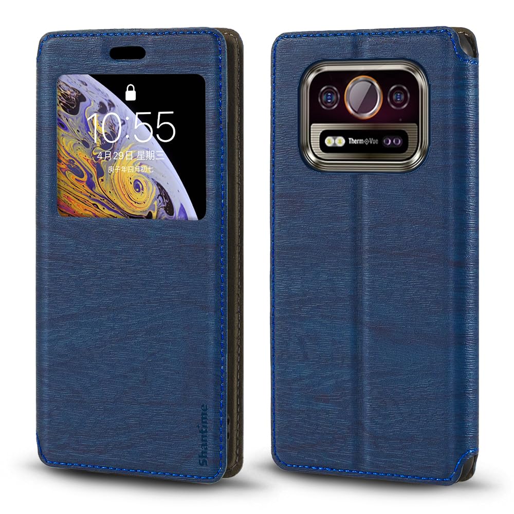 Ulefone Armor X13 Flip Hülle - PU Leder Handyhülle Mit Sichtfenster & Magnetverschluss (Blau)
