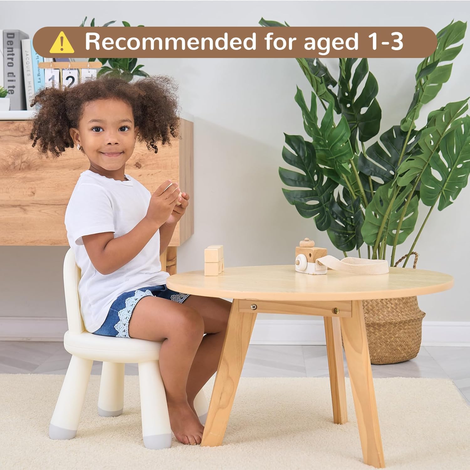 KidBloom Toddler Chair, Ergonomic Kids Chair, Durable and Sturdy Small Plastic Child Chair for Toddlers 1–3 White(for 1-3 Years)