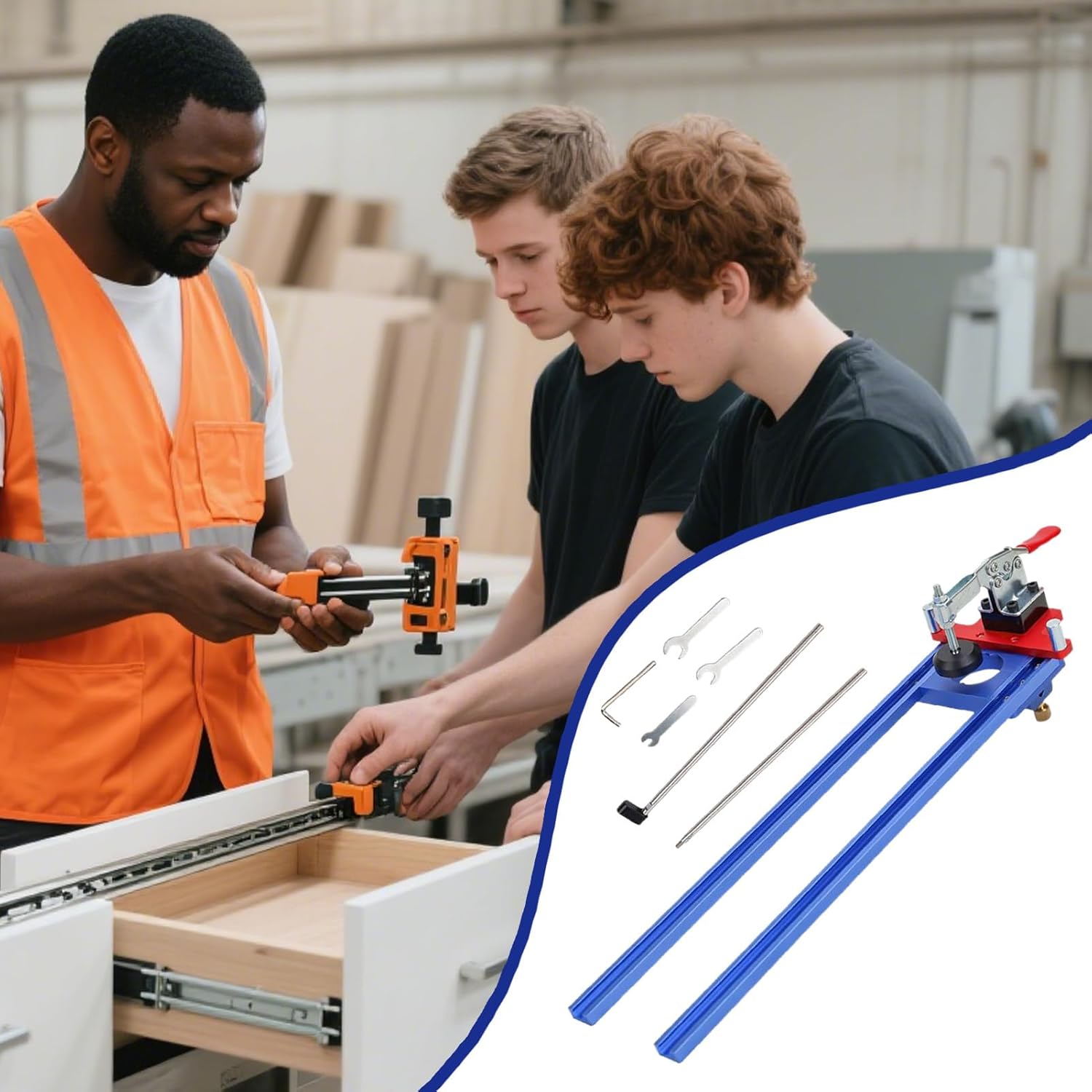 Cabinet Hardware Jig - Drawer Slides Mounting Locator | Non Slip Woodworking Tool for Cabinets, Desks, Furniture & Tables Precision Alignment Tool for Carpenters and Professionals