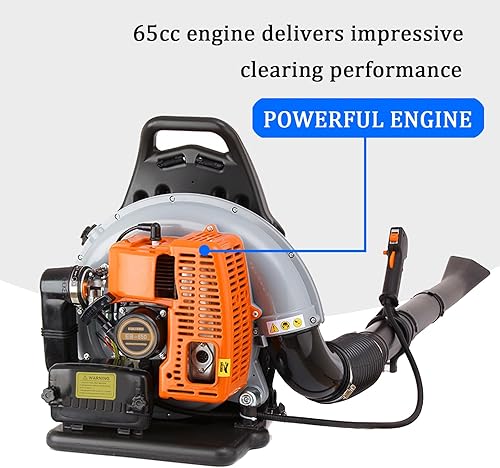 Miniatura 2 de Soplador de hojas de mochila, soplador de mochila de 2 ciclos de 65 CC 3.6 HP, alimentado a gas, 635 CFM, potente rendimiento de limpieza y sistema