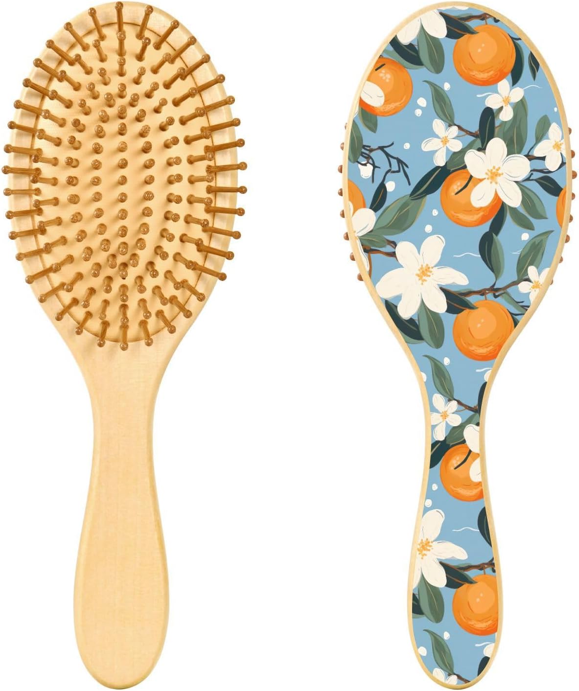 RunningBear ホワイトフラワー オレンジ ブルー ウェットヘアブラシ デタングラー ヘアブラシ トラベルデタングラーブラシ