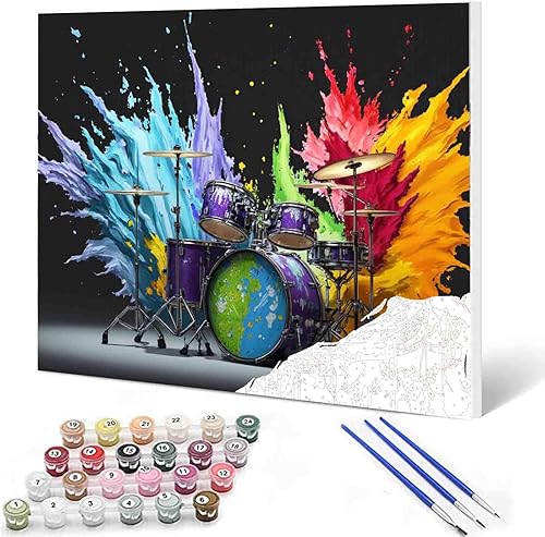 Vista 13 de Pintura por números para adultos, música de guitarra, pintura acrílica de acuarela por números para niños principiantes, pintura abstracta colorida