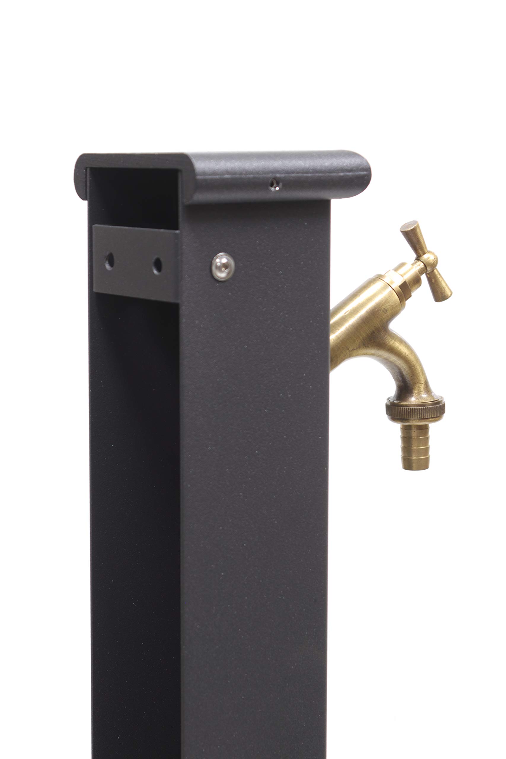 Fonderia Bongiovanni Fontaine Sparta en acier et base en fonte pour extérieur maison jardin + robinet (fontaine Sparta avec base, robinet en laiton bruni)