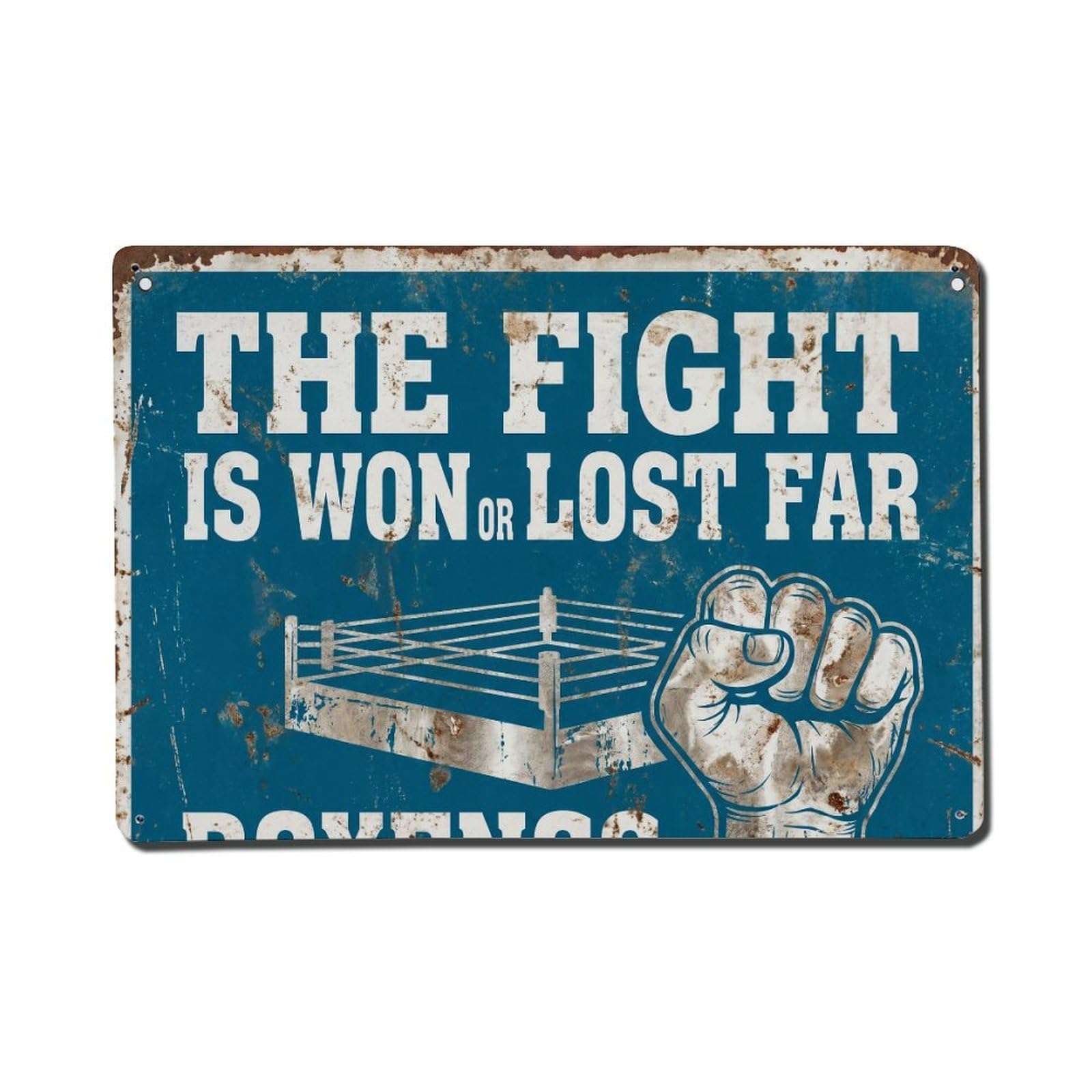 Fight Won Lost Gym Retro Motivational Slogans 2 Metal Tin Sign Plaque Wall Decor for Cafe, Club Bar, Office, Home Garden Metal Poster 8x12Inch