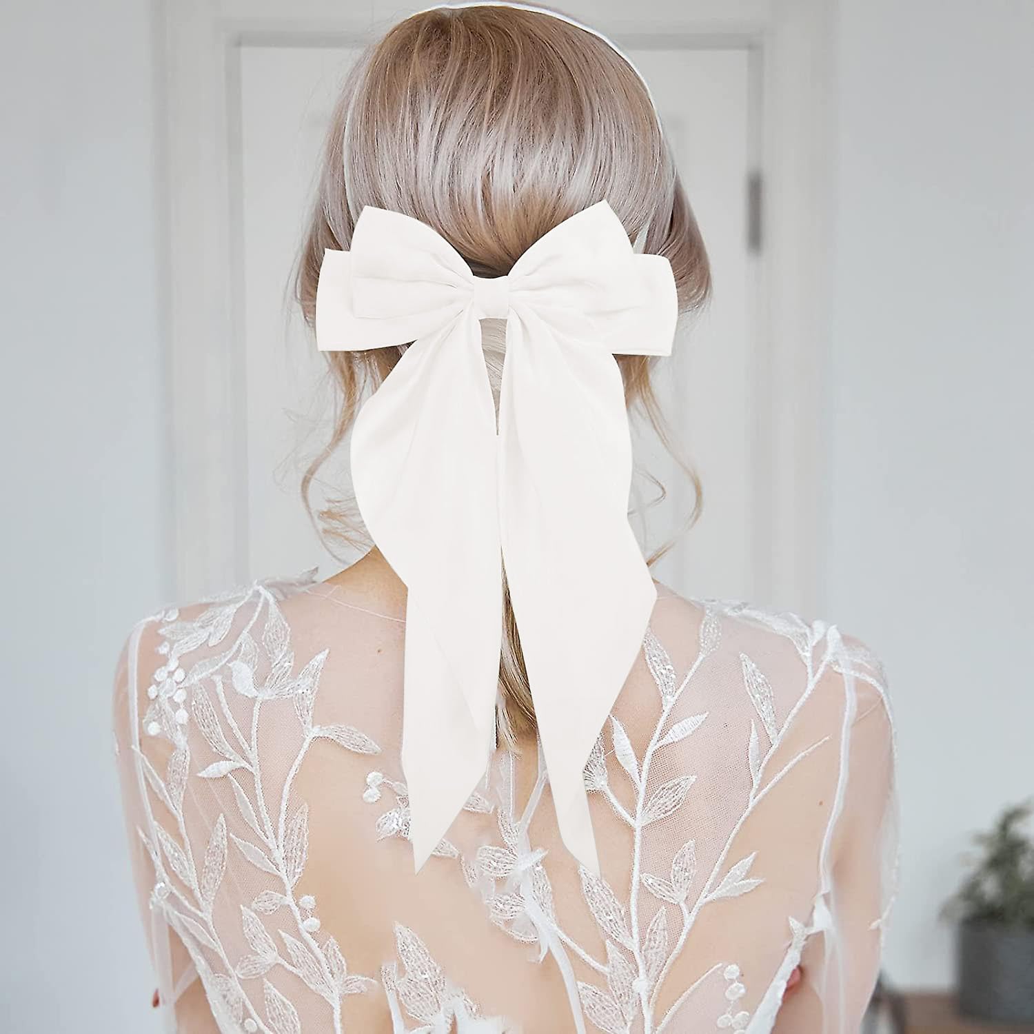 2Pcs Satin Hair Bows Ribbon Barrettes Clip Large French Bowknot Hairpin for Women Girls - Image 3