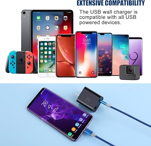 Miniatura 4 de Costyle - Cargador de pared USB doble, paquete de 3 unidades en total de 30 W USB con cable USB C de 10 pies de largo, compatible con Samsung Galaxy