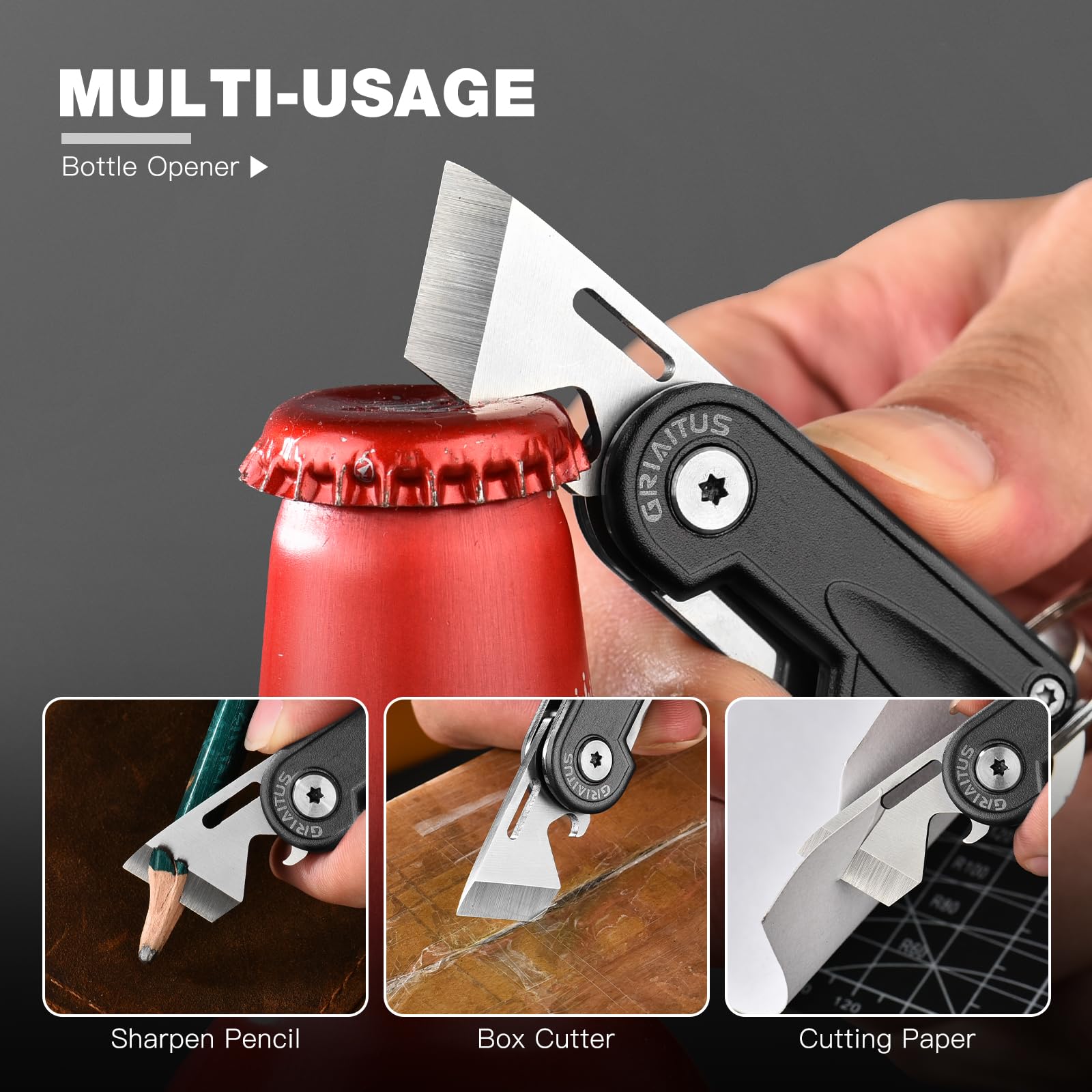Regalo Uomo 2in1 Coltello Multiuso con Apribottiglie, Portachiavi, Campeggio Accessori Utili, Regali di Natale, Regalo Uomo Compleanno, Regalo Anniversario per Lui
