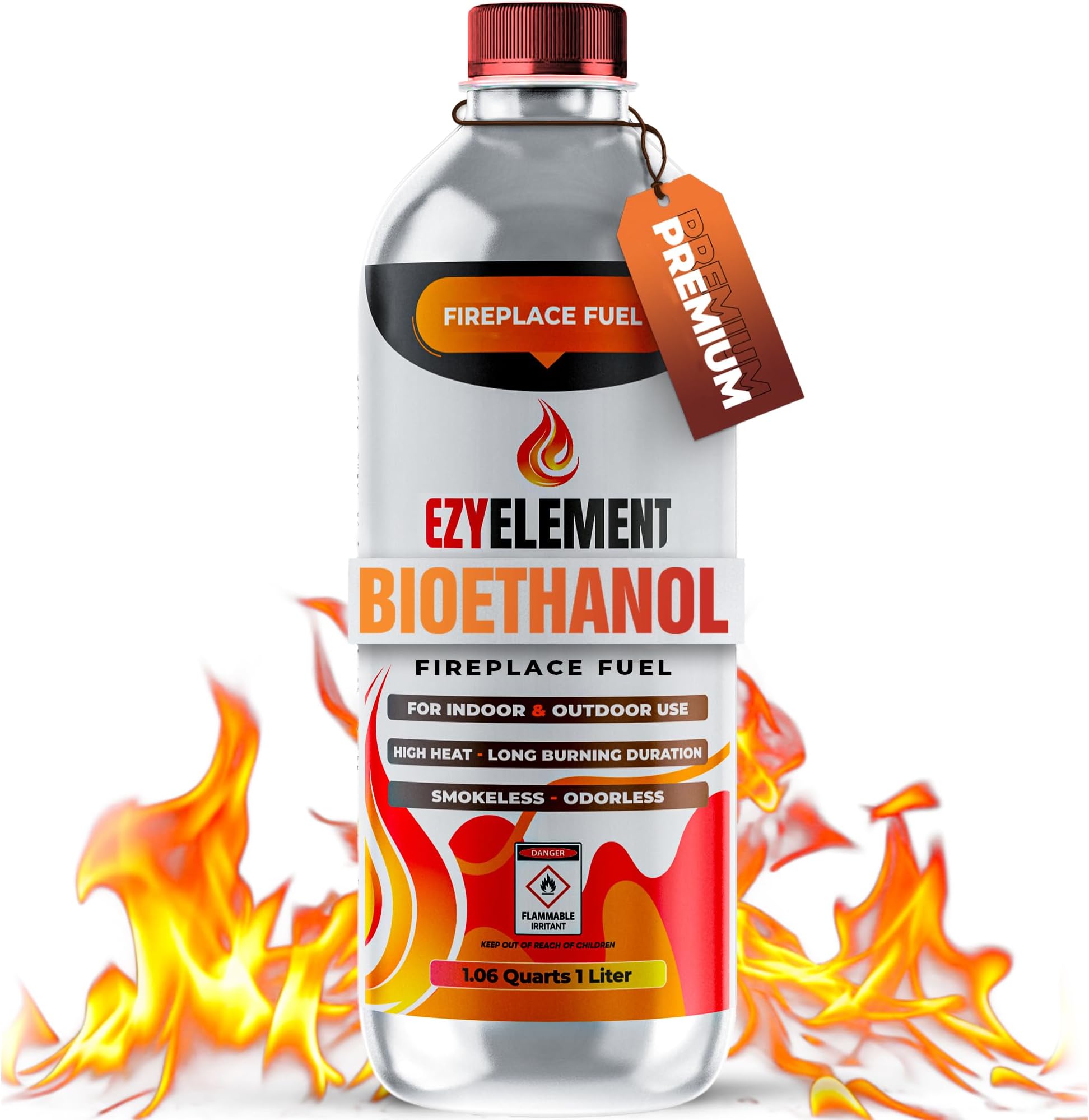Bioethanol Fireplace Fuel 1 Liter - Clean Burning, Odorless, and Smokeless Bioethanol Fuel for Tabletop Fireplaces, Bio Ethanol Fuel for Table Top Fire Pit, Renewable Ethanol Fire Pit Fuel Burners