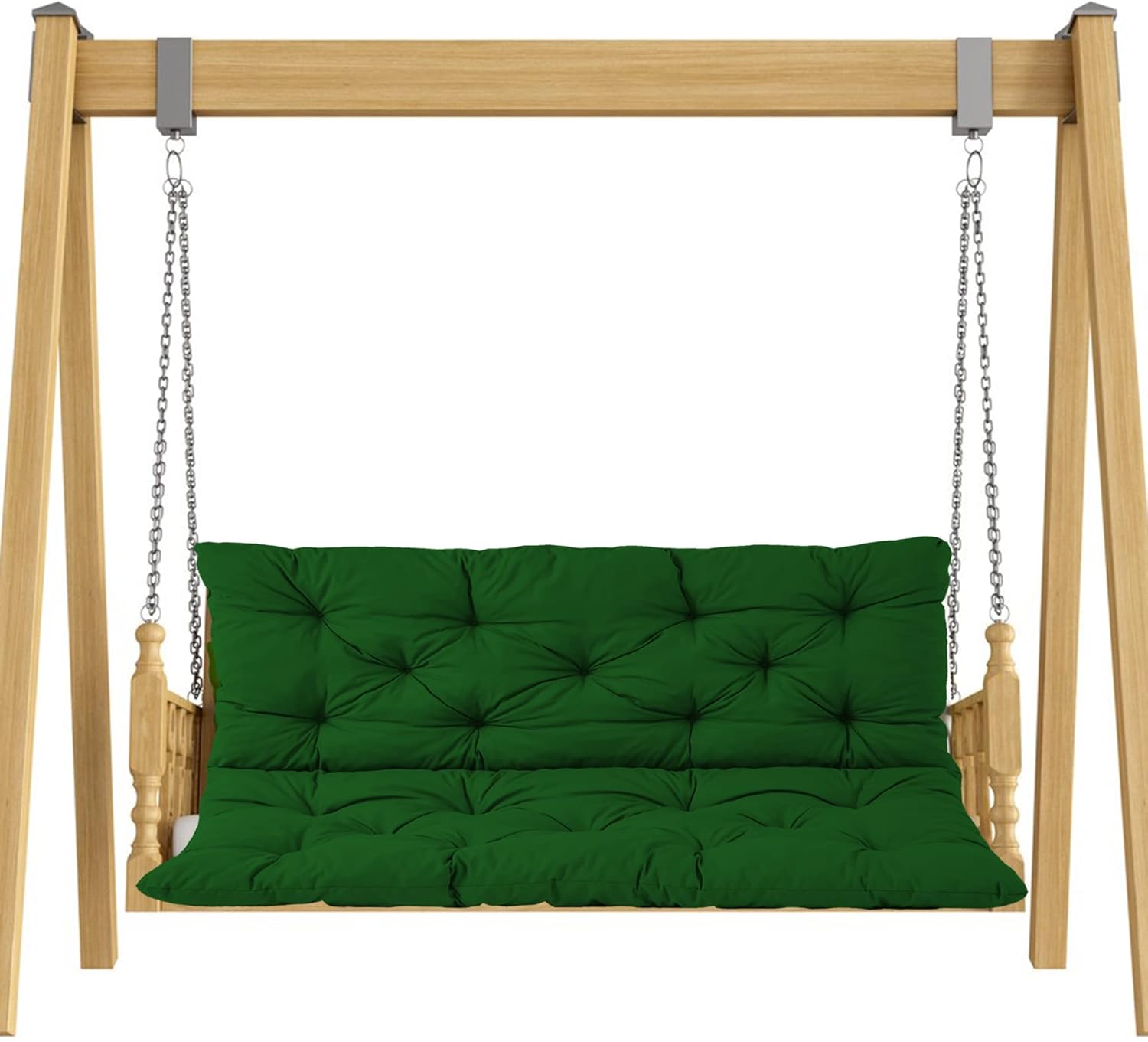 Thick Sofa Cushion Swing Pad for Indoor Furniture, Soft 2-3 Seater Bench Cushion with Backrest, Chair Cushion Patio Mat with Nonslip Ties for Dining Kitchen Home,100 * 100 * 8cm,Green