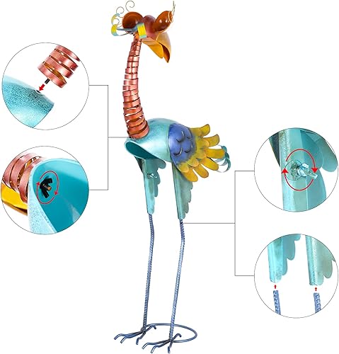 Miniatura 10 de Tooarts Estatua de pájaro de jardín de metal de pie animales adornos de patio trasero escultura al aire libre para decoración de arte de césped y