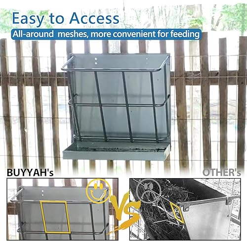 Miniatura 4 de Comedero de heno de 2 piezas, 21.5 galones, estante de heno de cabra de múltiples caras, hierro resistente 2 en 1 para ovejas, caballos, cabras con