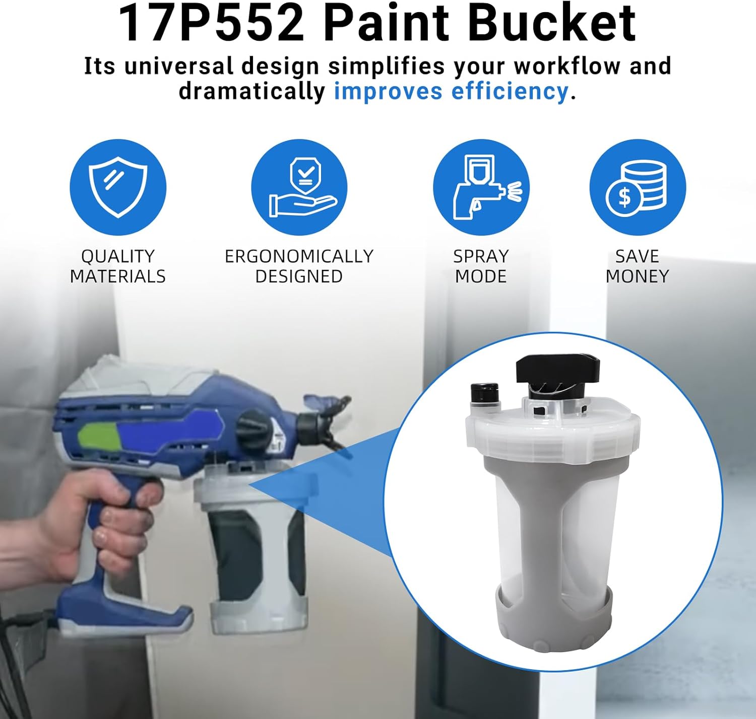 17P552 Paint Bucket Compatible with FLEXLINER System for Solvent-Based 42 oz