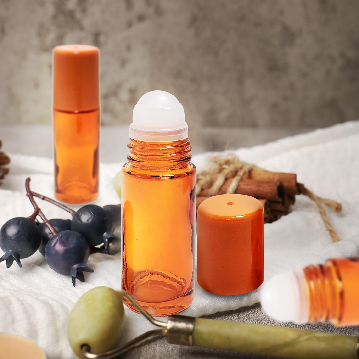 Roll-On Glass Bottles – 12 Bottles (Pack of 1) Refillable Clear Bottles with Roller Balls bottle, Leakproof Caps – 30ml Essential Oil, Perfume & Massage Oil Containers
