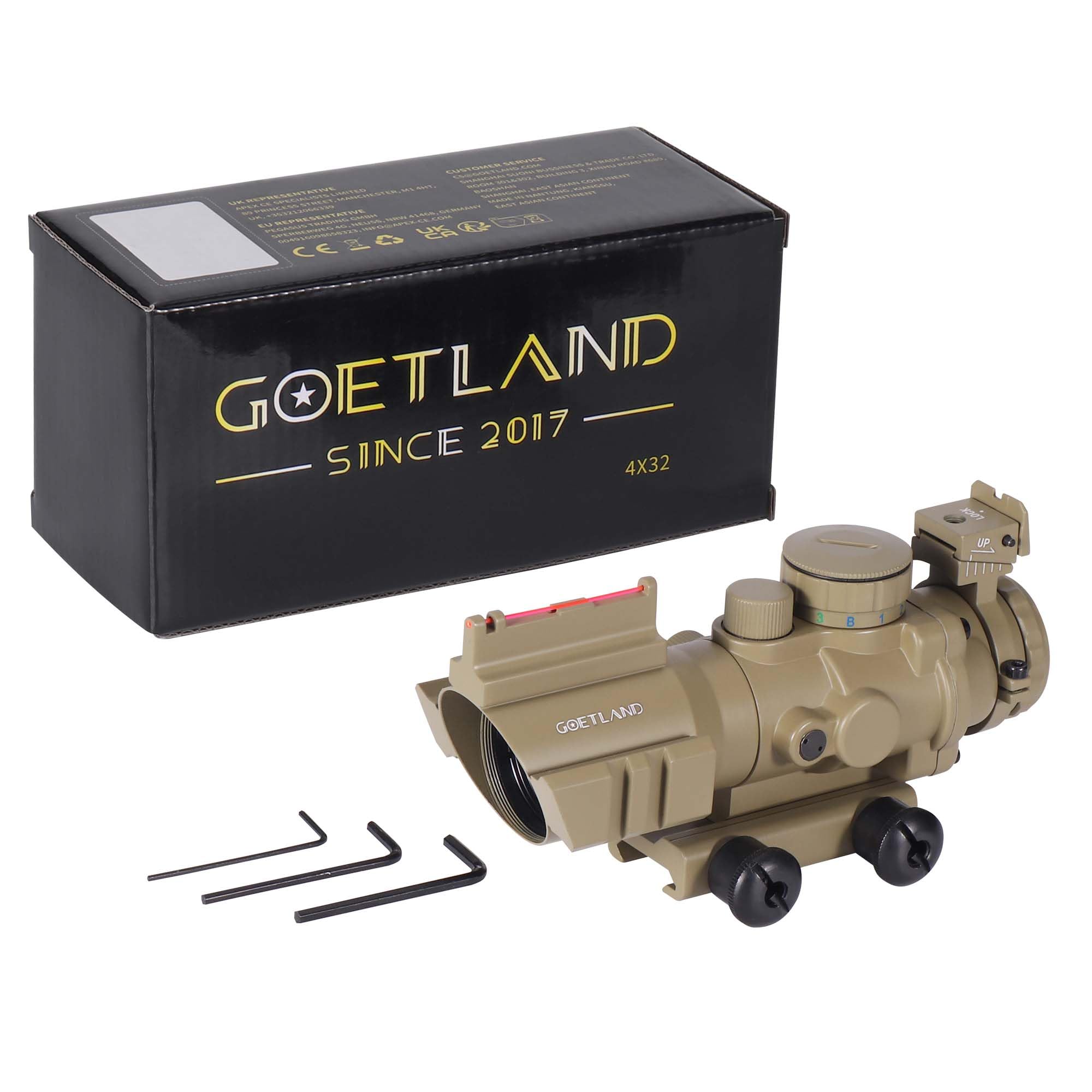 Goetland Rifle Scope 4x32 Prism Sight Scope Optic Blue Green Red