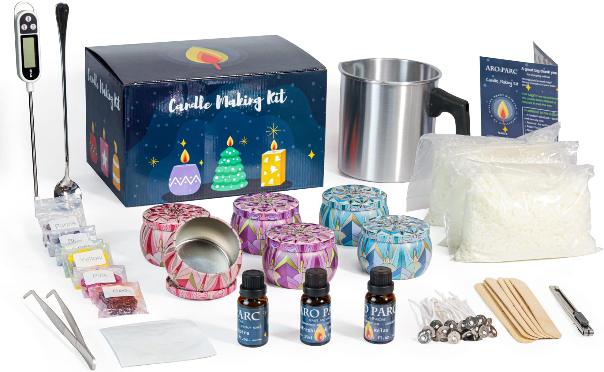 Complete Candle Making Kit to Create 6 Colored Scented Candle DIY Soy Candles for Candle Making Beginners