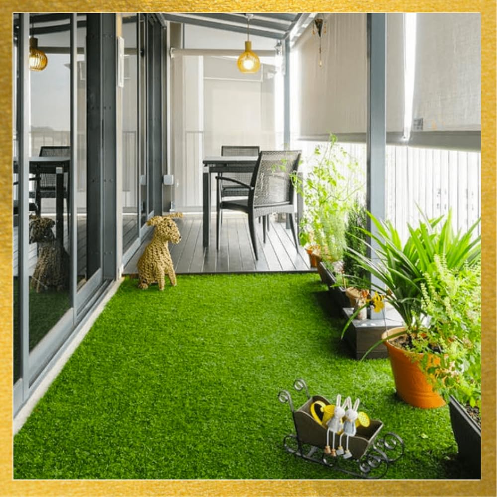 Enlite Artificial Grass Carpet Mat Premium for Balcony, Terrace, and Lawn Floor. Waterproof, Washable, Home Decoration, Living Room, with 4 Layers of Strong Backing (25mm Grass, 2 X 2 (feet))-image-14