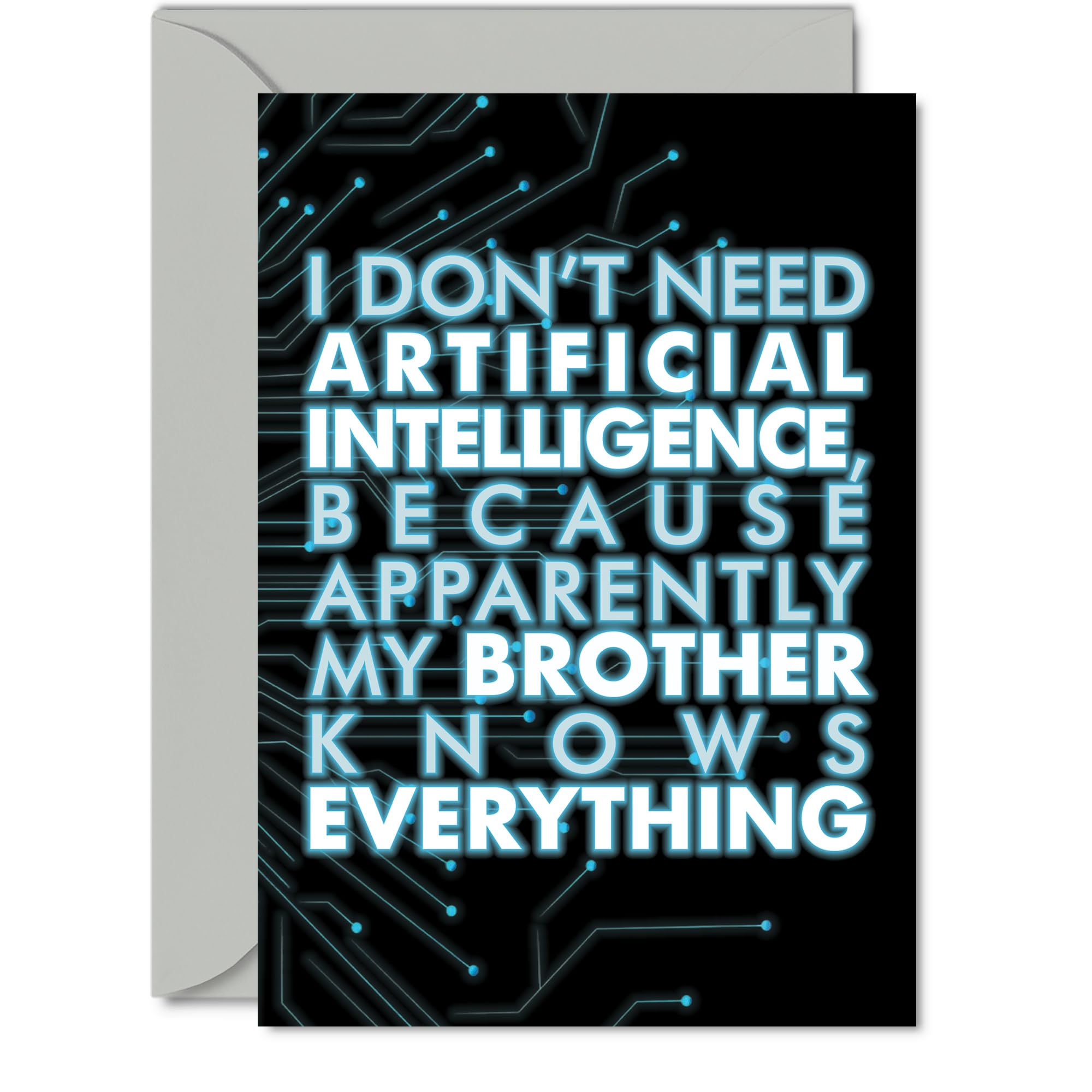 Brother Birthday Card - AI Party - Happy Birthday Card for Brother from Sister Sibling, A5 knows Bday Greeting Cards