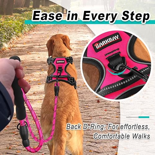 Miniatura 4 de BARKBAY Arnés para perro sin tirones con 3 hebillas de clip frontal, resistente, reflectante, mango de fácil control para pasear perros grandes