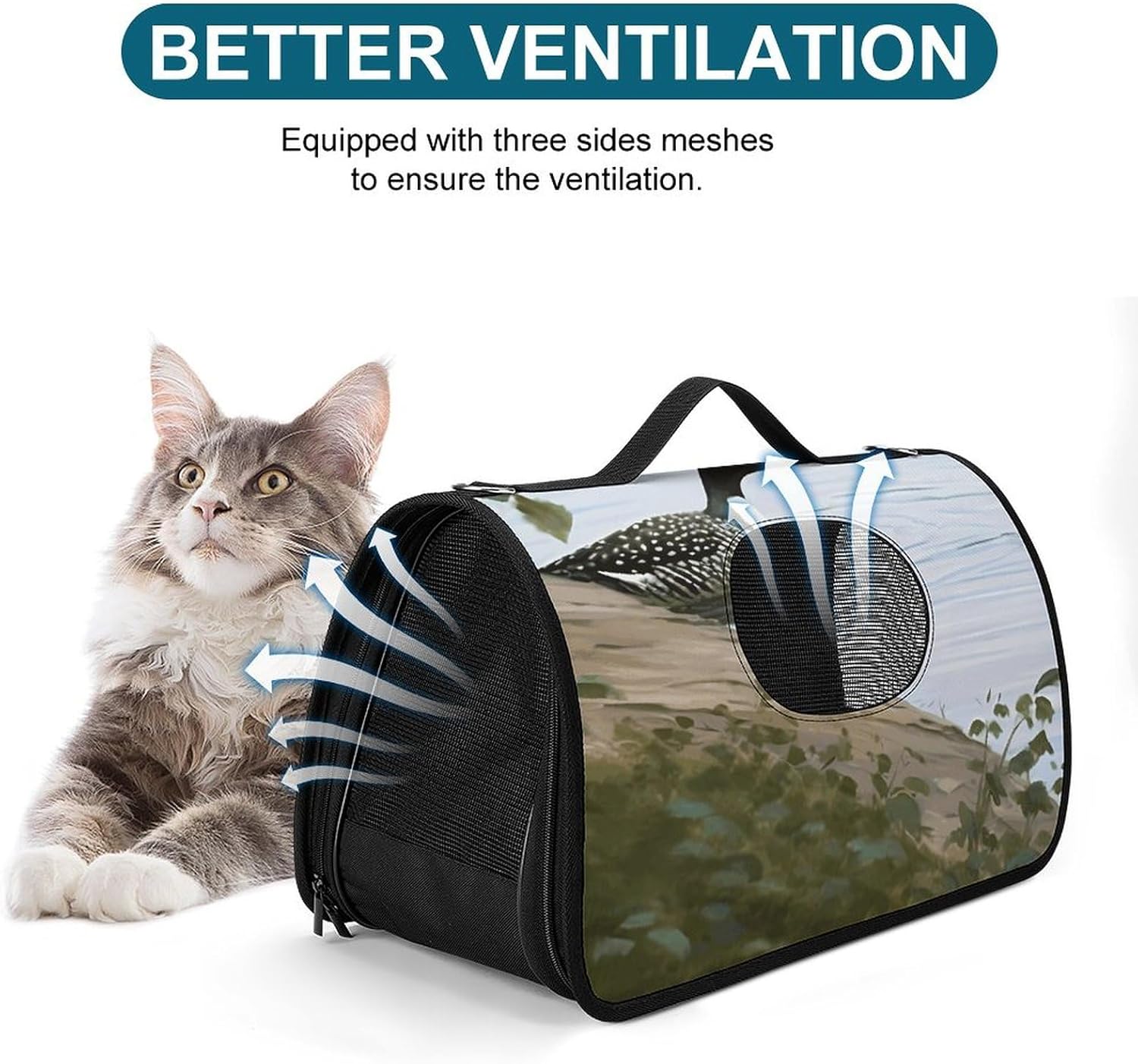 Pet Handbags, Loon Nature Birds Printed Pet Handbags,folding Pet Bags,new Pet Handbags,universal Pet Handbags, 45X26X23.5cm